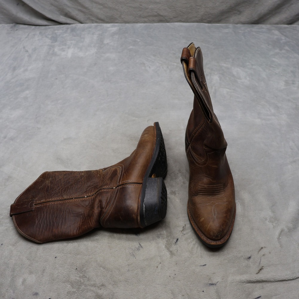 Chippewa Men 8.5D Western Boots Brown Leather Work Cowboy Pull On USA Made 29305